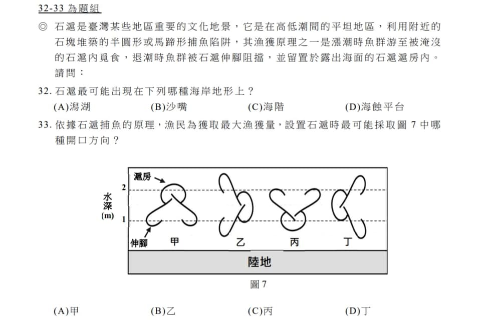 澎湖石滬在111年的學測考題出現！